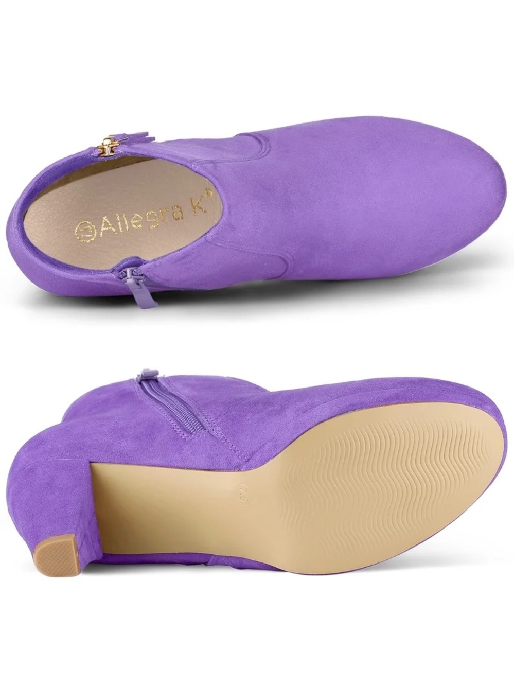 Allegra K Purple Suede Ankle Booties - Size 8 New